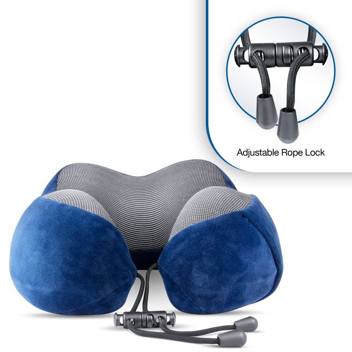 Cloudz - Wholesale Travel Pillow - Cloudz Tech Memory Foam Travel Pillow With Earplugs - Blue3