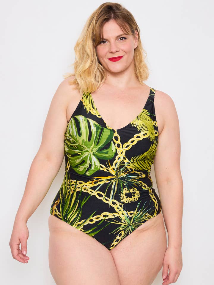 Taglia Grande - Costume da bagno con stampa vegetale per la vendita all'ingrosso da parte di C'MELODIE
