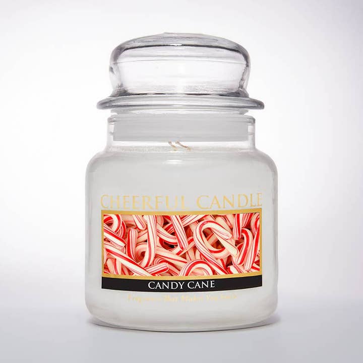 Muntert stearinlys (16 oz.) - Candy Cane for engroshandel hos Cheerful Candle