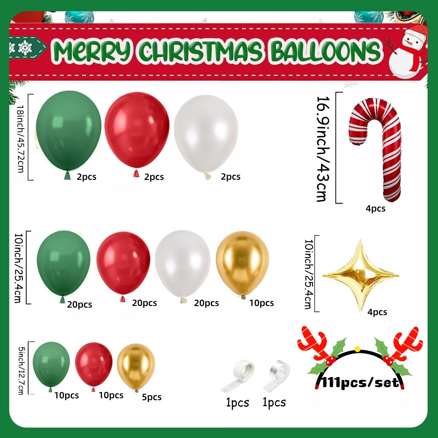 Buddha Ayurveda - Wholesale Decorating Tool - 111Pcs Red & Green Christmas Balloon Garland Kit – Decor1