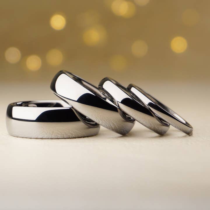 Redwood Rings - Wholesale Band/Stacked Ring - Matching Silver Polished Tungsten Rings - 2MM, 4MM, 6MM, 8MM4