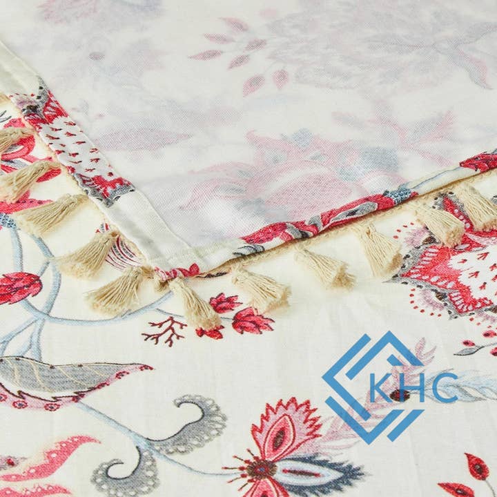 KHC - Venta al por mayor Cortinas - Cortina Floral Rosa de Algodón 100% Hecha a Mano en India6