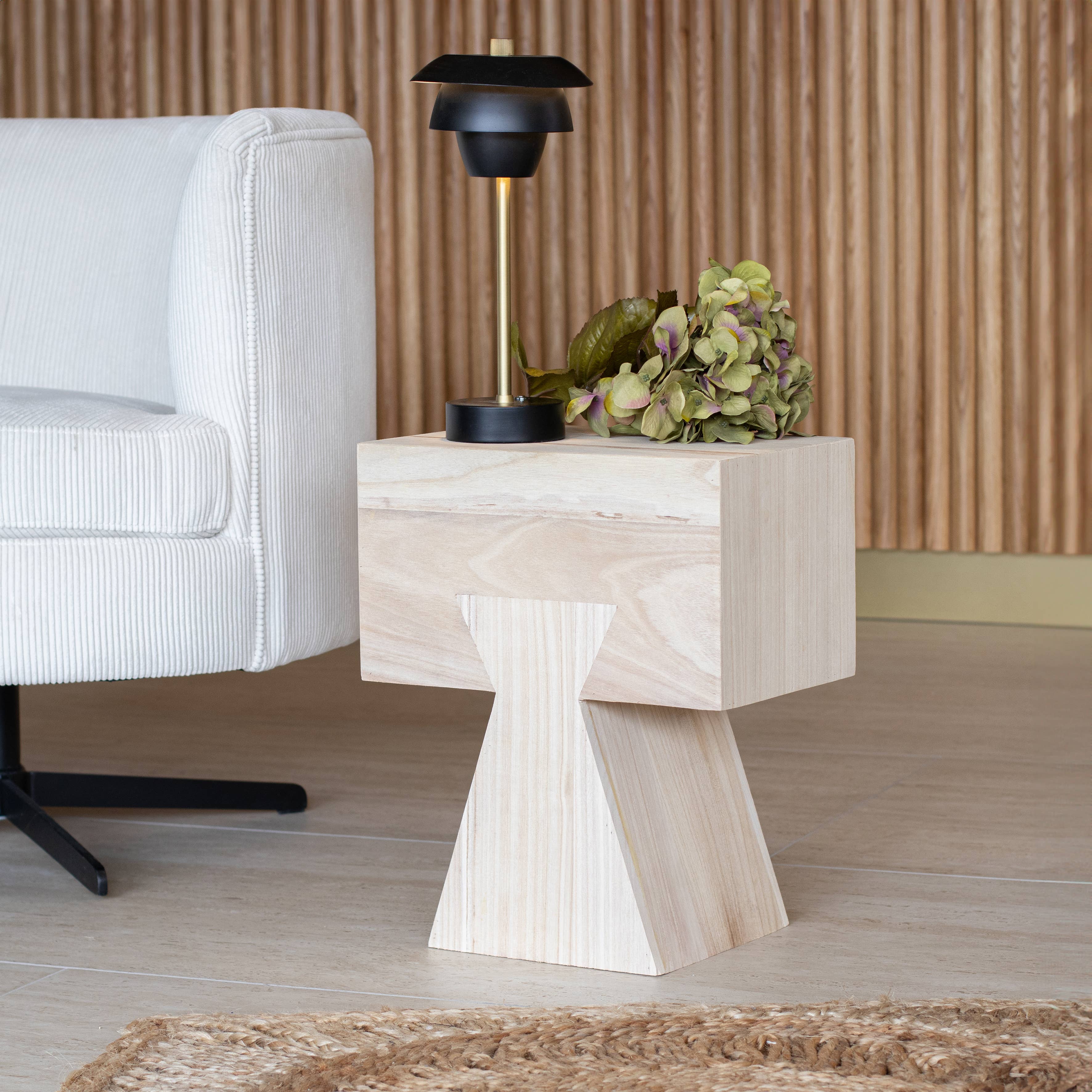 Now's Home - Wholesale Side Table - NATURAL PAULOWNIA WOOD ACCENT FURNITURE 35X22X42 LINE1