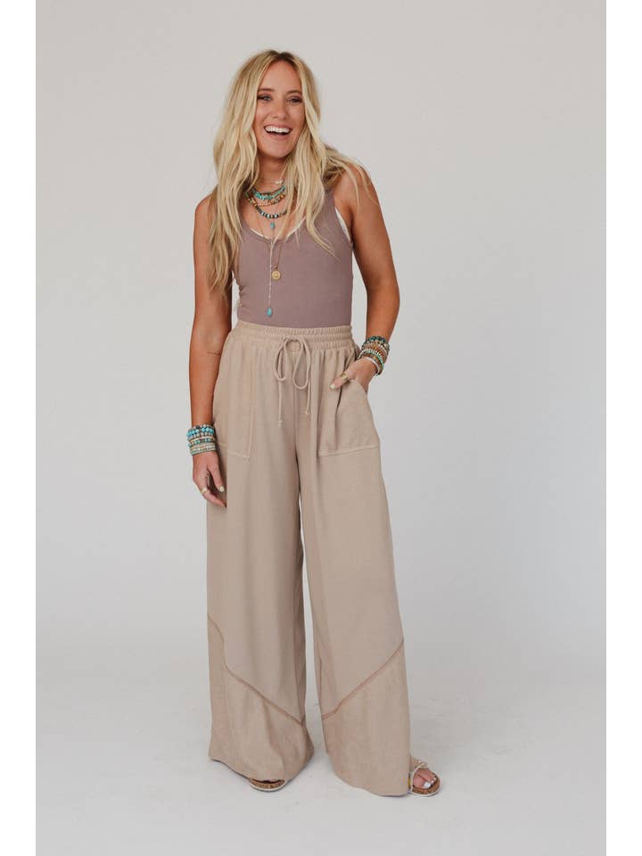 Three Bird Nest - Wholesale Pants - Women's - All Set Wide Leg Pants - Cuban Sand