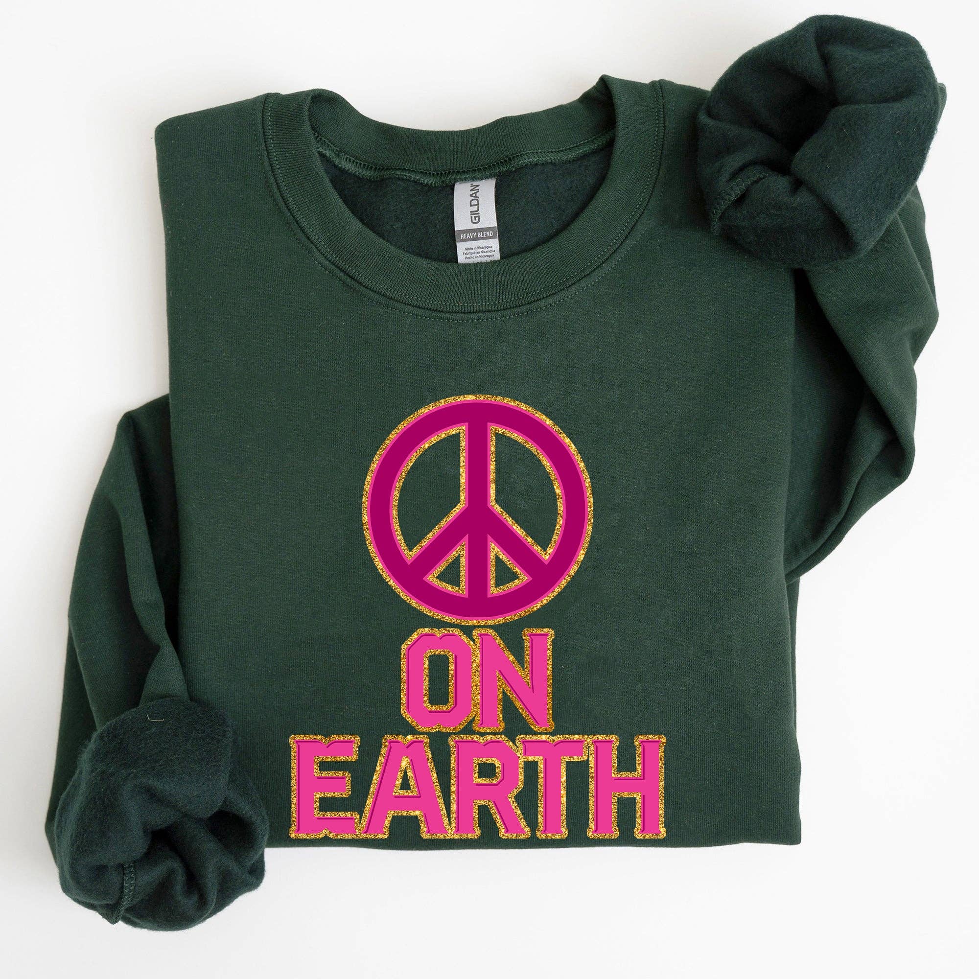 Refinery Number One LLC - Vente Sweat-shirt à imprimés – femme - Sweatshirt Peace On Earth, Christmas, Positivity, Snow Xmas1