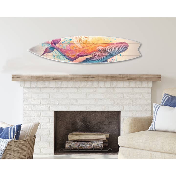 Jarmz Designs - Wholesale Wall Accent - SURF BOARD WALL ACCENT COLORFUL WHALE ART1