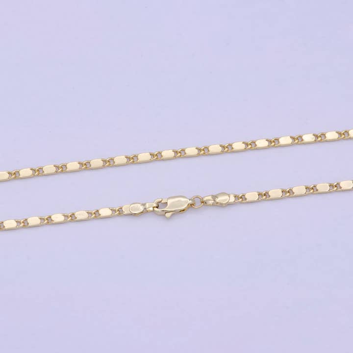 Aim Eternal - Wholesale Link & Chain Necklace - 23.5 Inch Unique Finished Chain, 14K Gold Filled Flat Link Chain, Dainty 2.4mm Unique Necklace with Lobster Clasps WA-6211