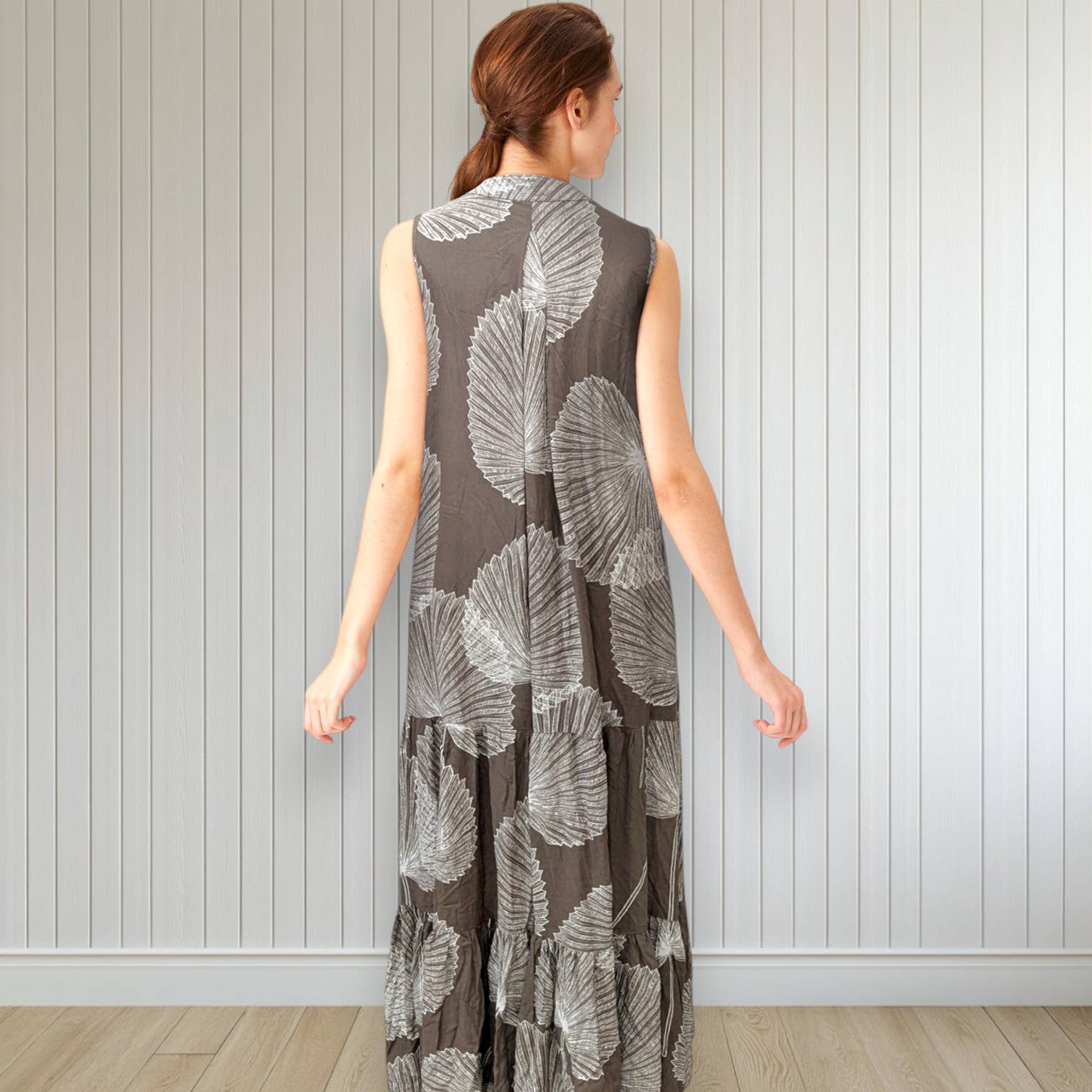 Muumuu Rainbow / DBA Princess Kaiulani Fashions - Wholesale Dress - Women's - Loulu Print Tired Half Button Resort Dress Plus Size 10