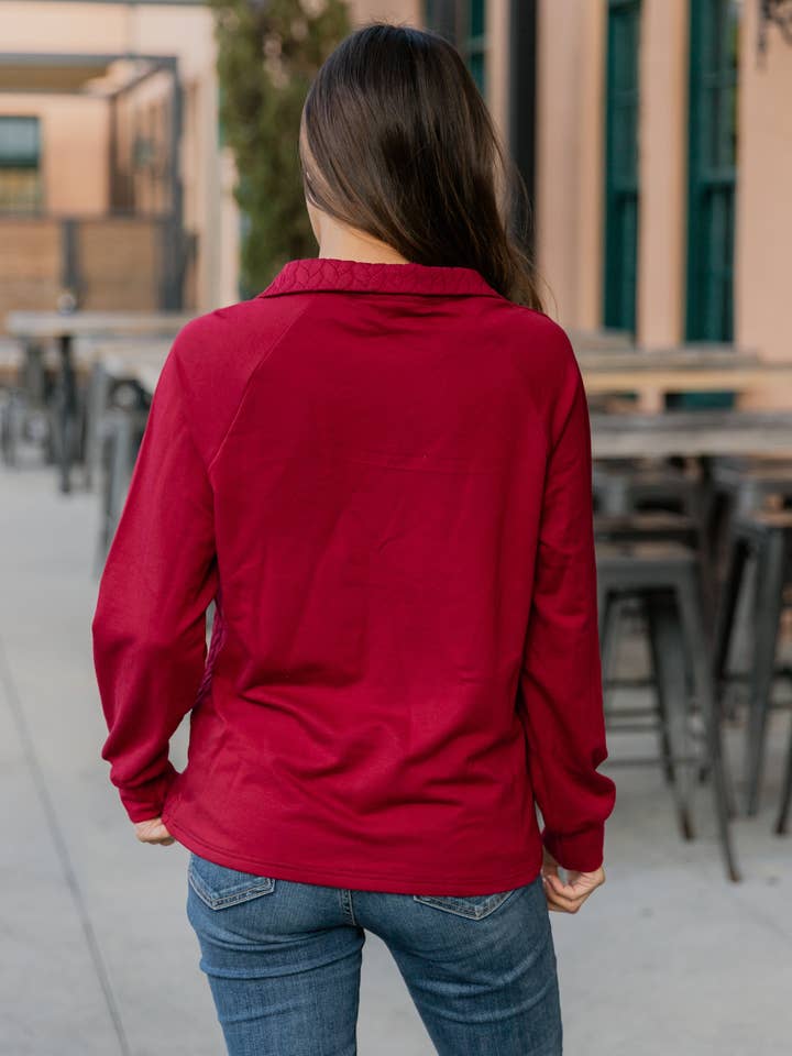 Tickled Teal - Wholesale Knit Sweater - Women's - Quarter Zip Pattern Quilted Pullover10