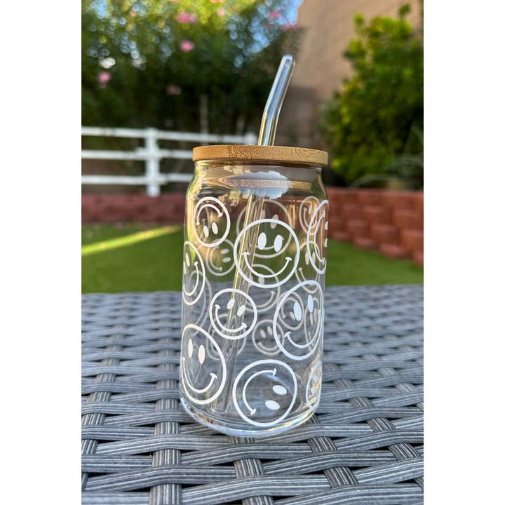 SMILEY CAN GLASS for wholesale by Blue Hearts Designs