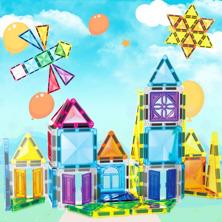 PicassoTiles - Wholesale Toy Set - Kids - PicassoTiles 48 Pieces Travel Size Magnetic Tiles Toy