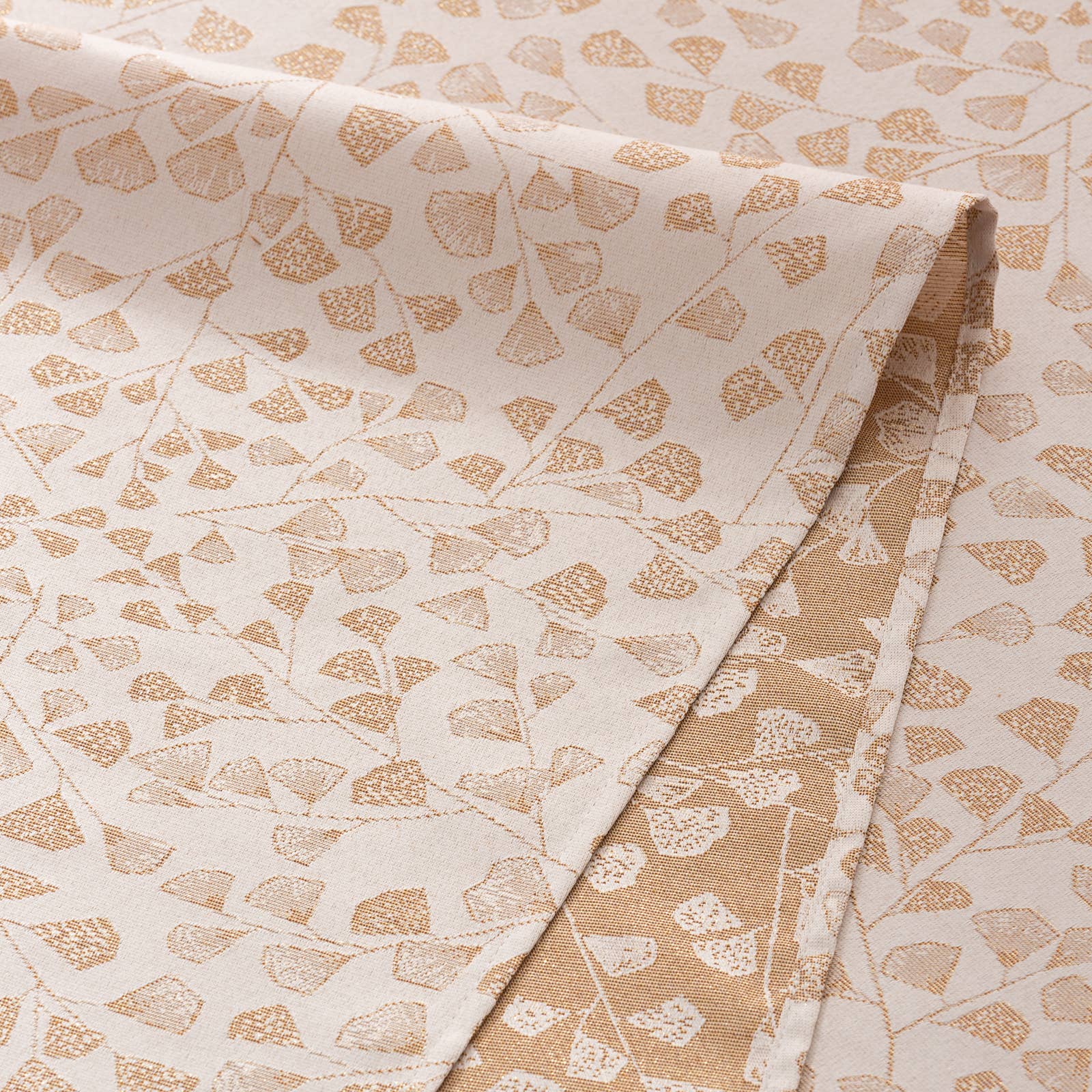 Beige LUMIN floral jacquard waterproof tablecloth for wholesale on Faire5