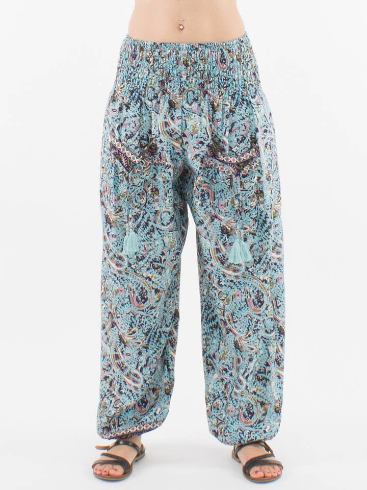 Bukser til kvinder med høj smock og sarimønster for engroshandel hos Coline