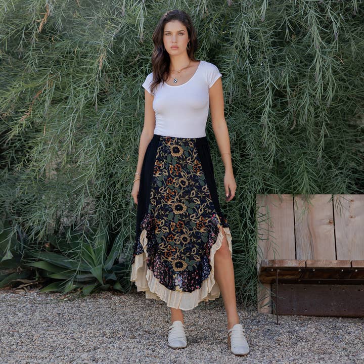 Young Threads - Wholesale Skirt - Women's - Bohoemia Mid-Length Skirt with Rayon Print (New Color)17