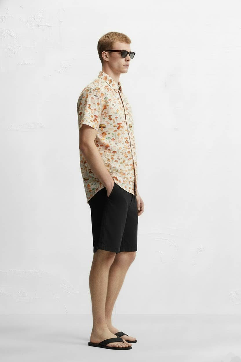 CHAMPIGNON Chemise homme en coton à manches courtes imprimée et tissée en vente sur Faire1