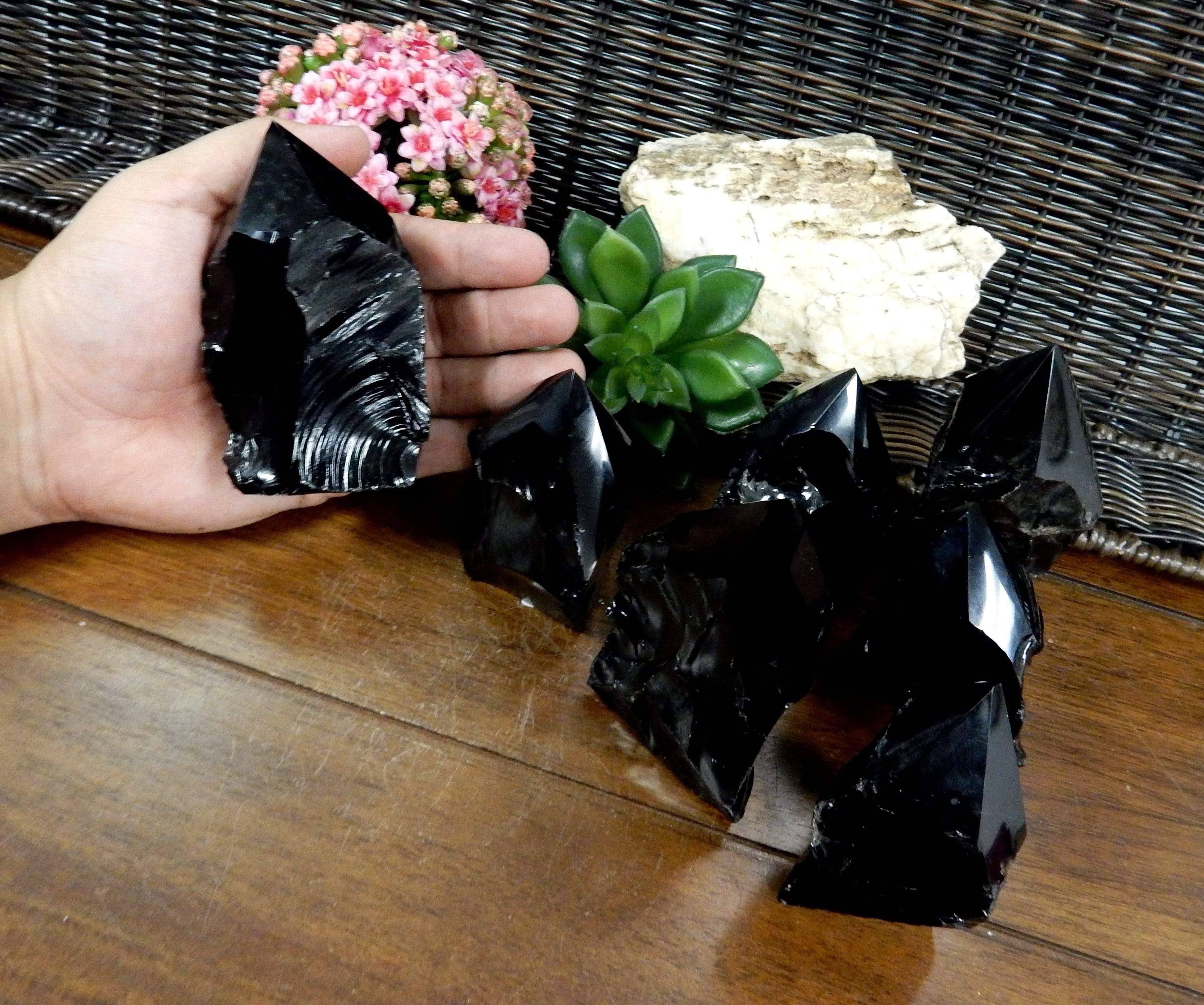 Rock Paradise - Wholesale Spiritual Stone/Crystal - Crystal Black Obsidian Semi Polished Points By Weight11