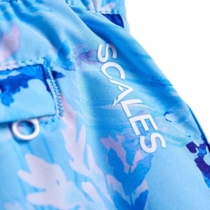 Powder Blue Coral Tropics Womens Boardshorts for wholesale on Faire4