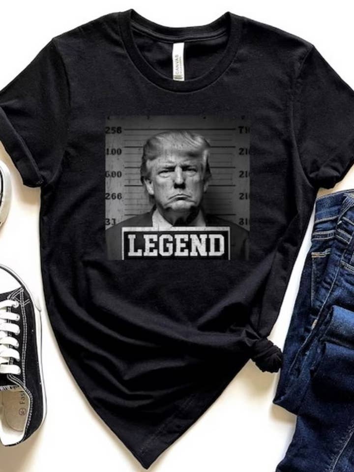 Black Trump Mugshot Tee, Politcal T-shirt, Donald Trump Shirt, Tru for wholesale on Faire