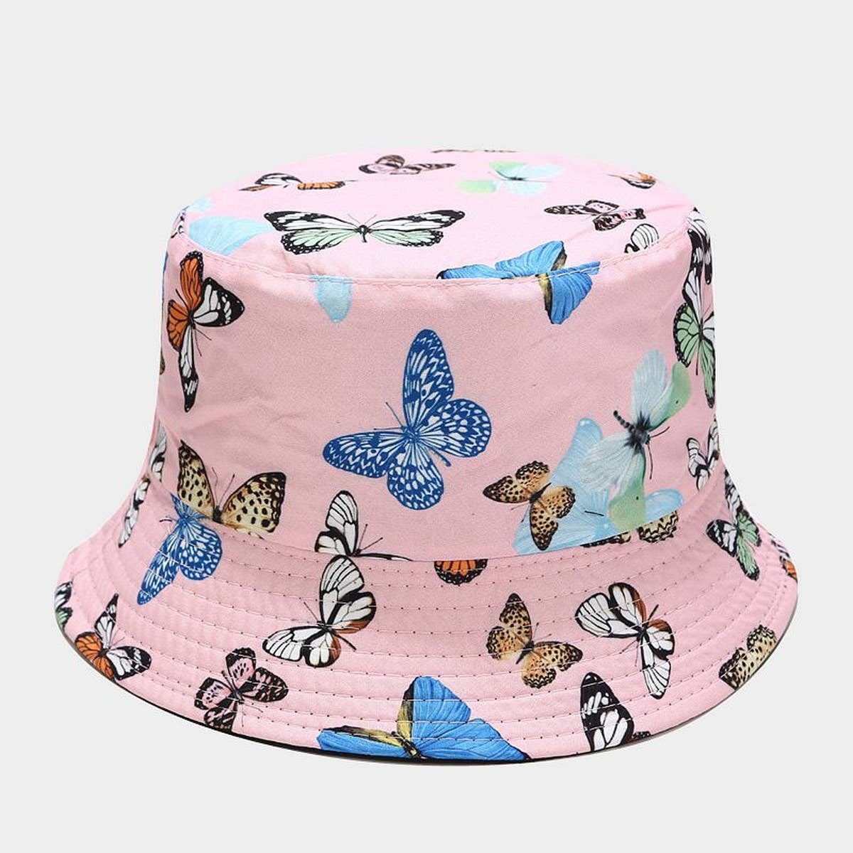 ACCITY - Wholesale Bucket Hat - Women's - COLORFUL BUTTERFLY PATTERN BUCKET HAT_CWAH16491