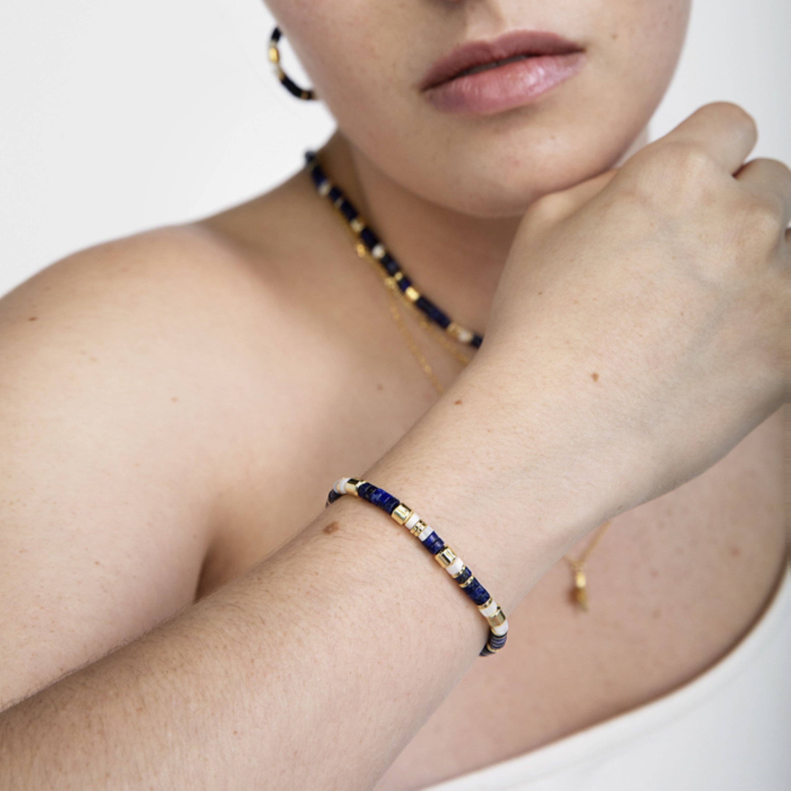 Luxenter - Wholesale Armband met kralen - Luxenter armband van 925 sterling zilver met natuurlijke lapis lazuli, afgewerkt in 18K geelgoud - Ihun4