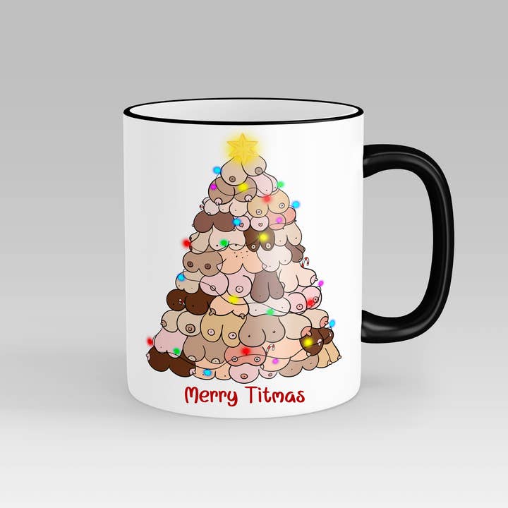 Risqué Gifts – wholesale Coffee mug – Boobs Christmas Tree Mug2