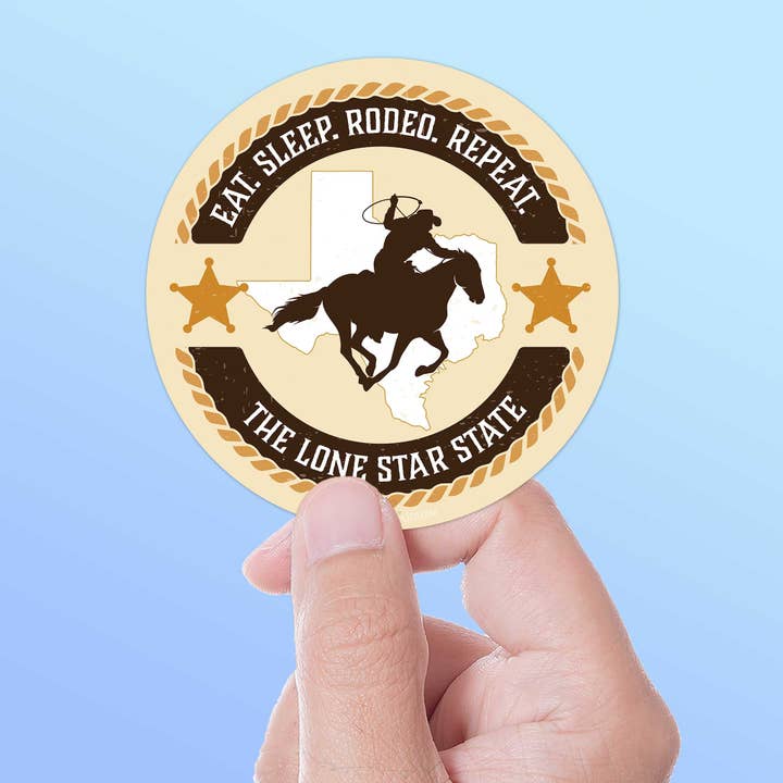 Texas Eat Sleep Rodeo Sticker for wholesale by Sentinel Supply