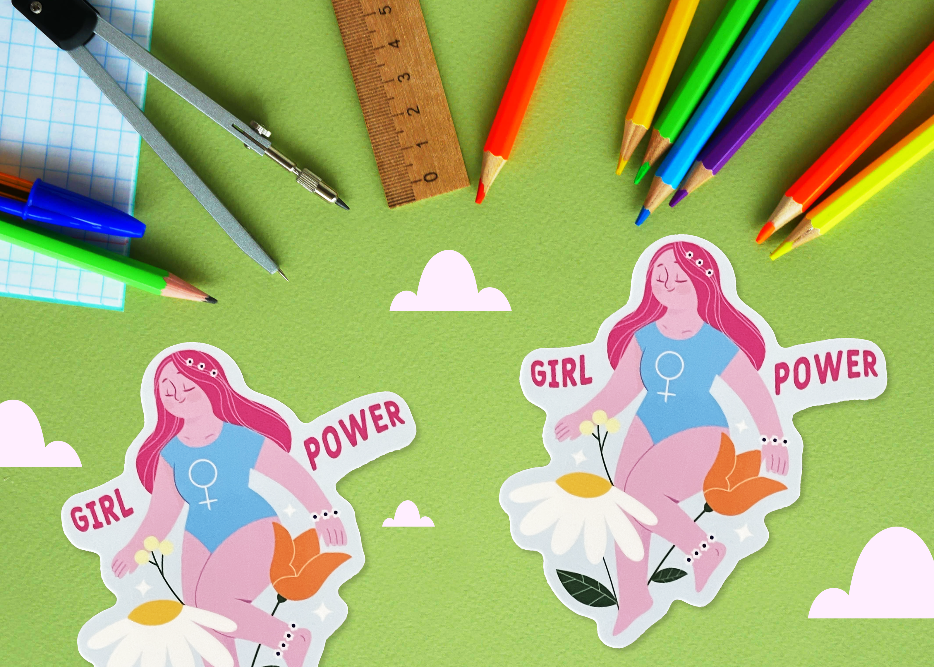 Neha Lee Designs - Wholesale Sticker - Girl power handmade glossy sticker4