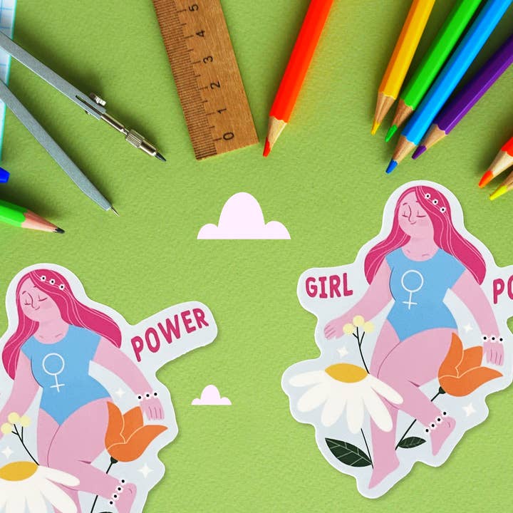 Neha Lee Designs - Wholesale Sticker - Girl power handmade glossy sticker4