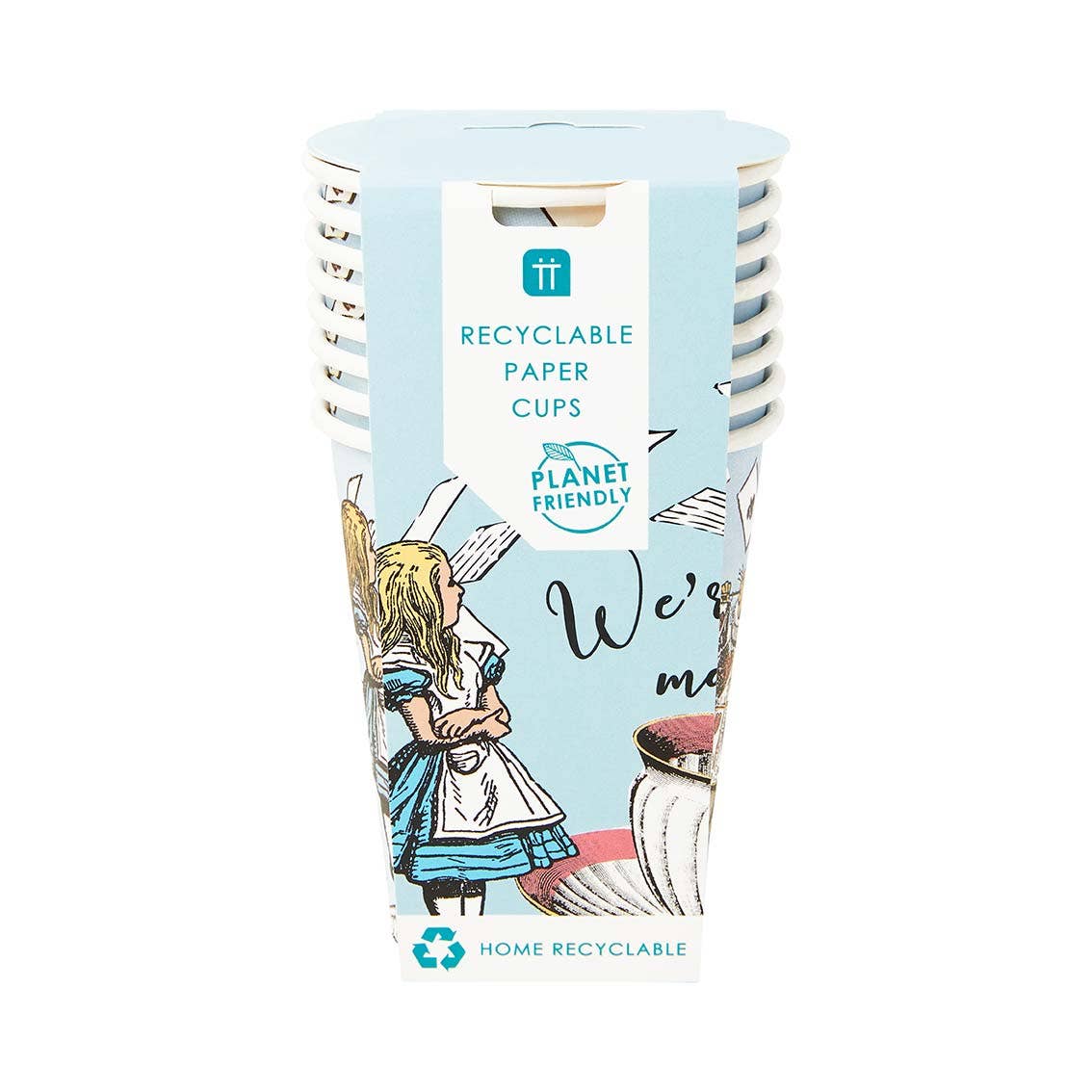Talking Tables USA - Home, Party, Games and Seasonal Decor - Wholesale Disposable Cup - Alice in Wonderland Blue Cups - 8 Pack | Tea Party |4