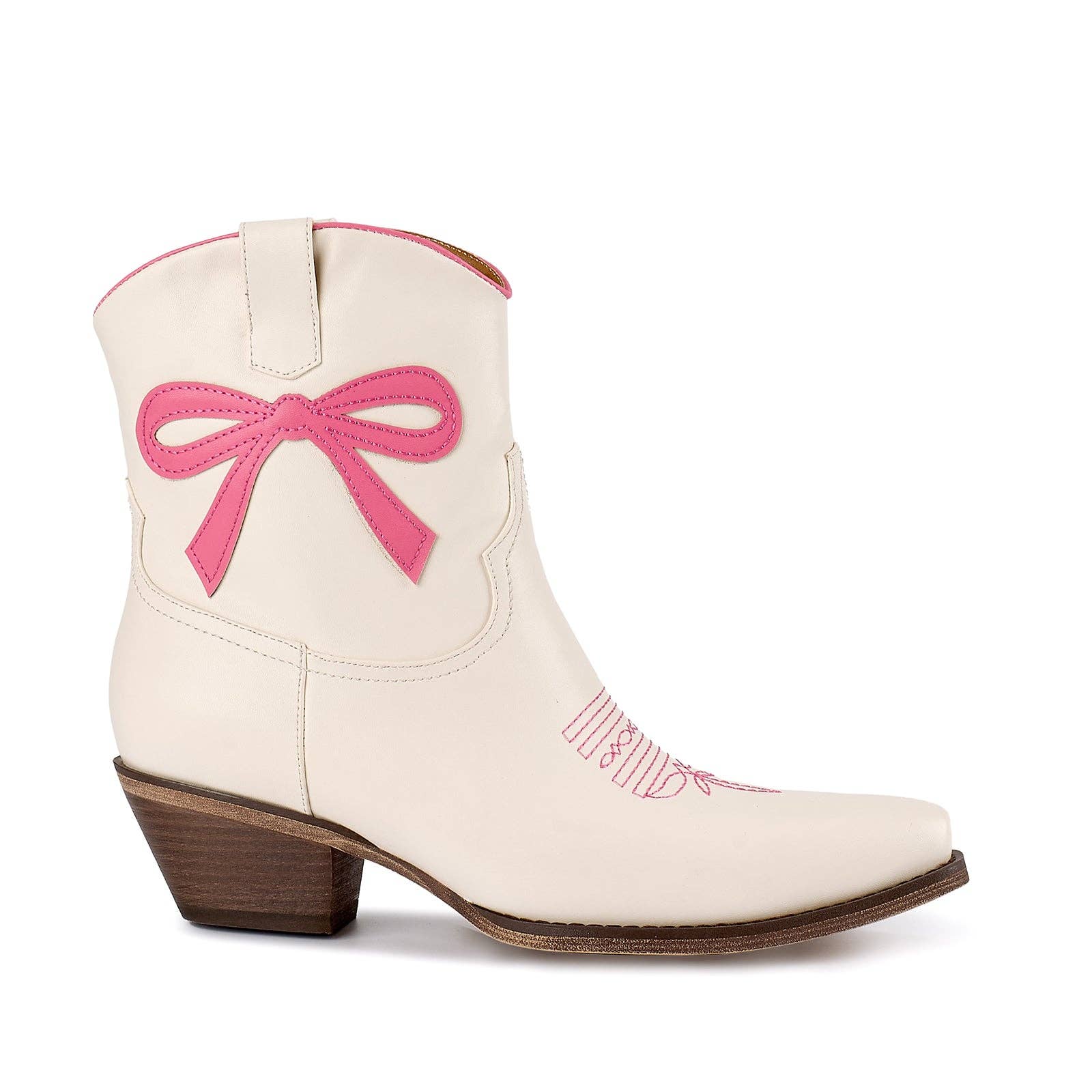 The Minnie Pearl met roze rand en geschulpte kraag voor wholesale door Marfa Boots