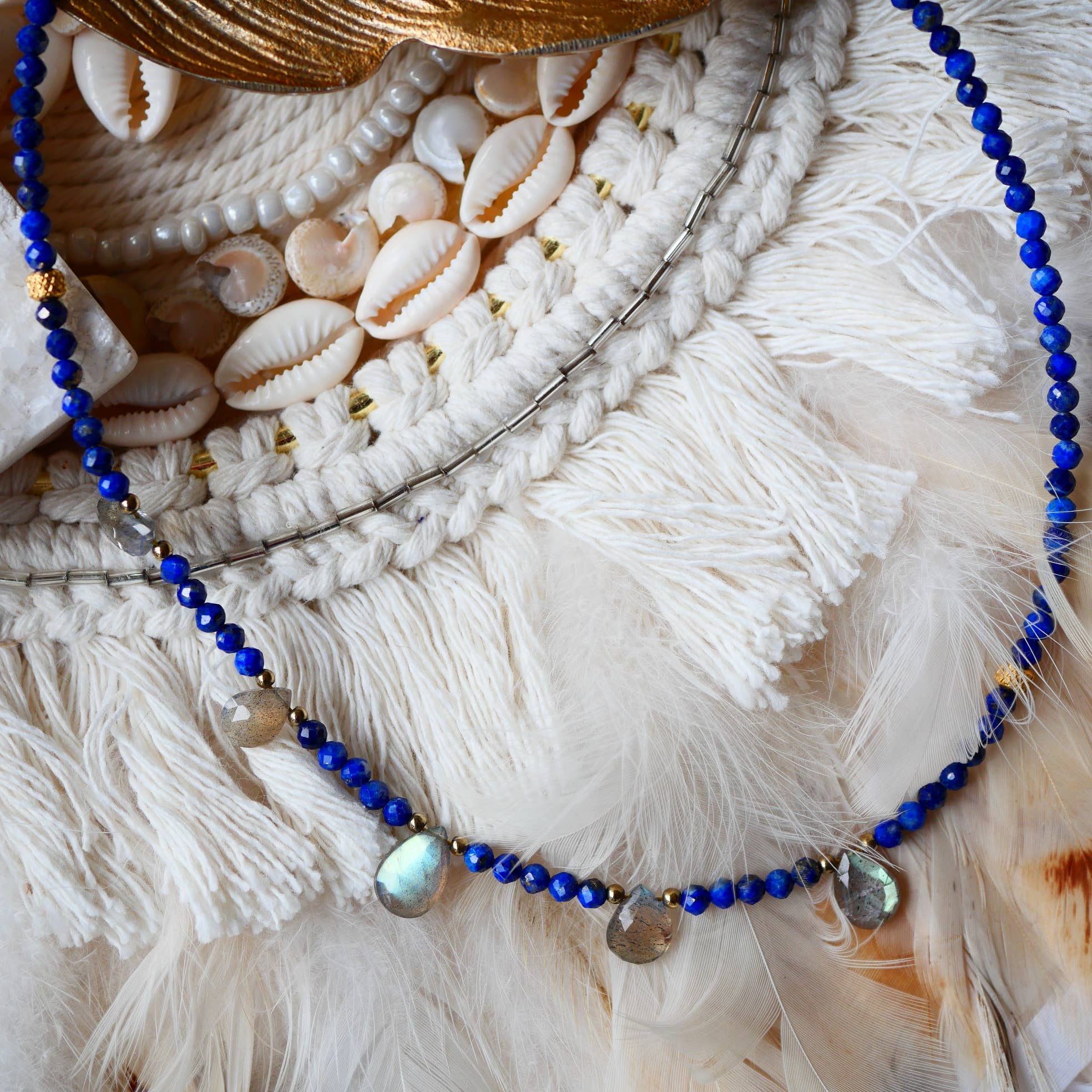 GINANDGER – Colar com missangas/pérolas por atacado – Colar BAL com Lápis-lazúli e Labradorita0