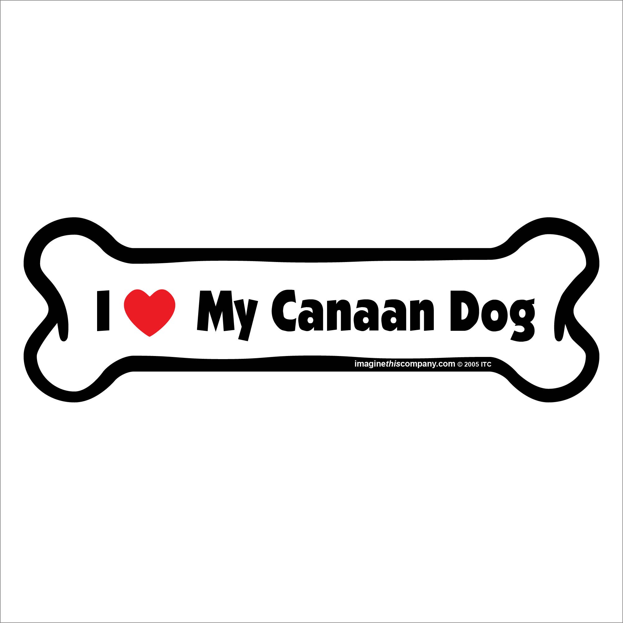Imagine This Company - Wholesale Magnet - I Love My Canaan Dog  - Bone Car Magnet0