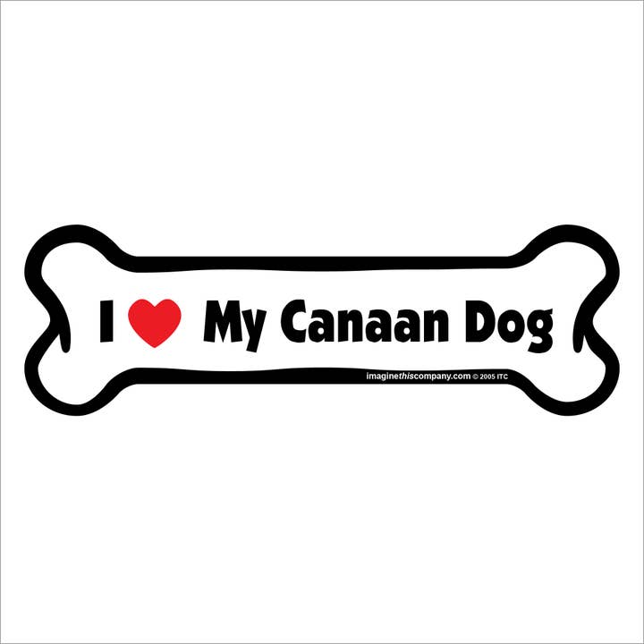 Imagine This Company - Wholesale Magnet - I Love My Canaan Dog - Bone Car Magnet