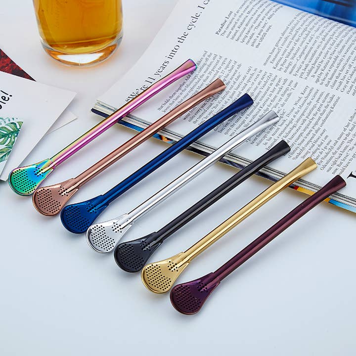 Sostraw & SmartThings – Palhinha por atacado – Canudo para Mate em Aço Inoxidável com Filtro - 4 cores disponíveis3
