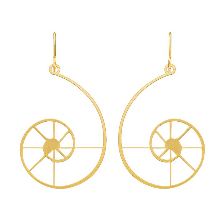 Bijoux en coquillage de nautile - Boucles d'oreilles en spirale pour la vente par Rael Cohen