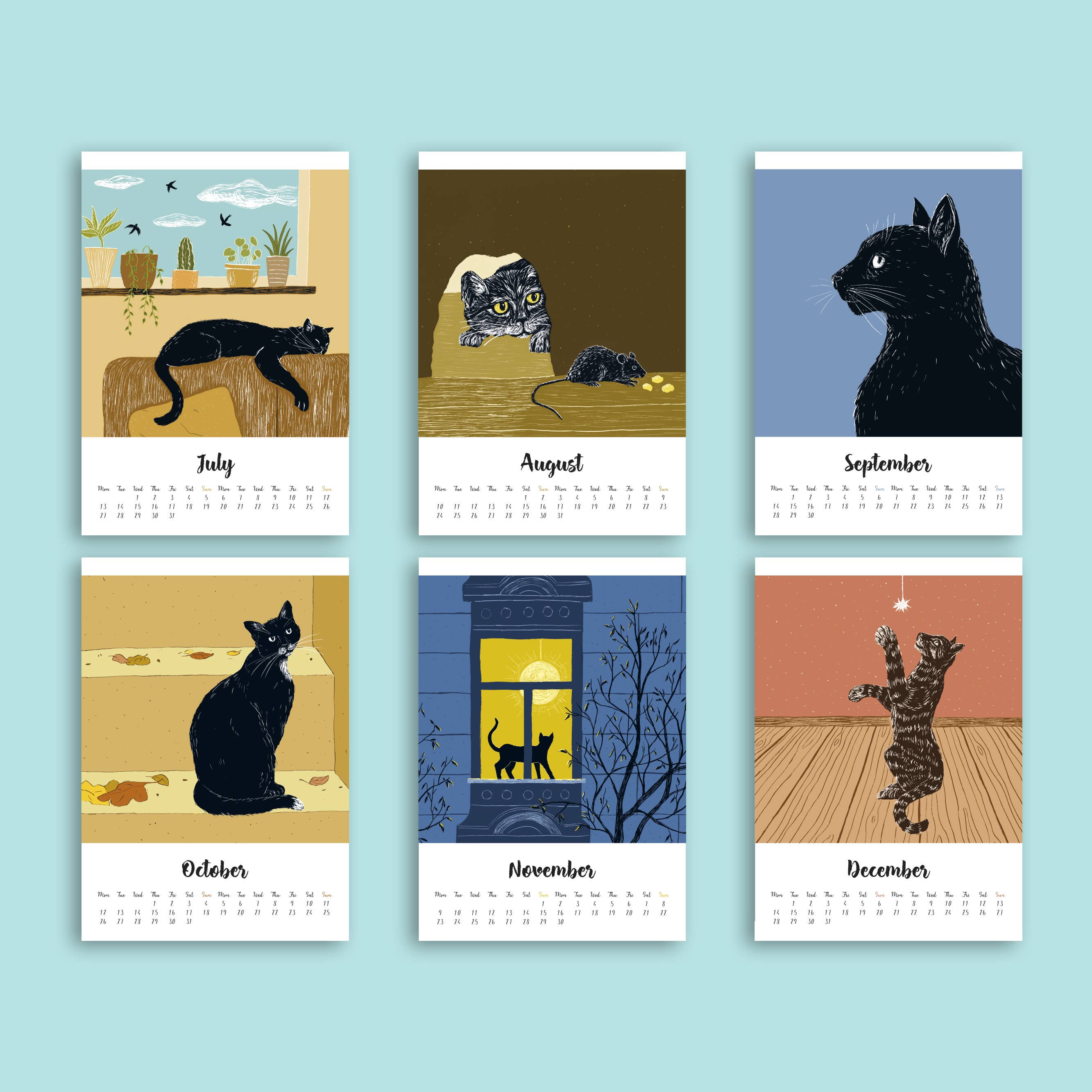 Katja Rub – Calendário por atacado – Calendário de Gatos 2026 no formato A5 (Calendário em inglês)1