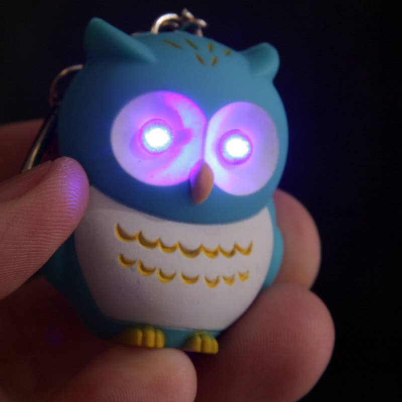 Puckator Ltd – wholesale Keychain – Unisex – Pink and Blue Hooting Owl LED Keyring with Sound1