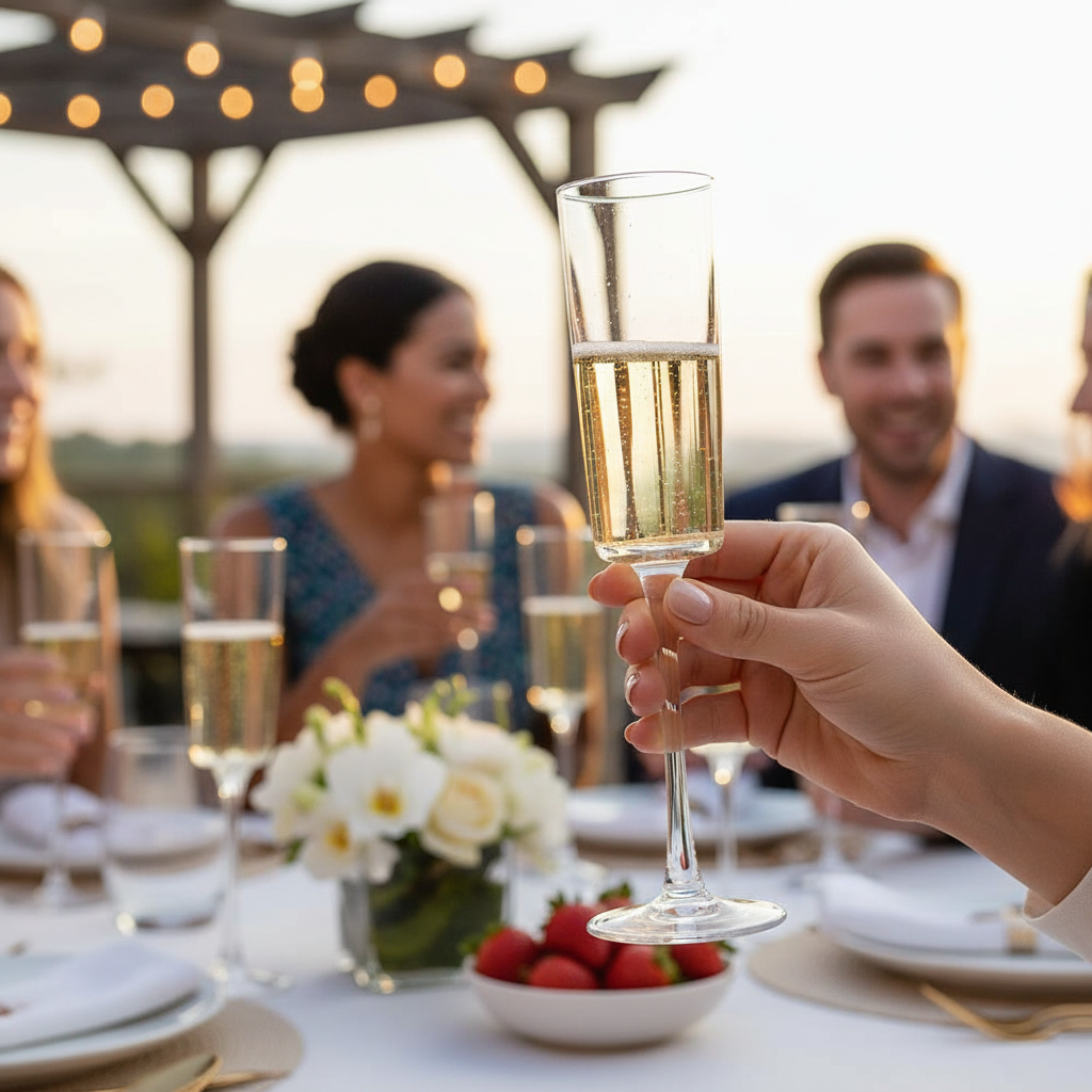 Kadra Kitchenware - Wholesale Champagneglas - Vikko Decor Orchid, helder champagnefluitglas, 8 oz (237 ml)1