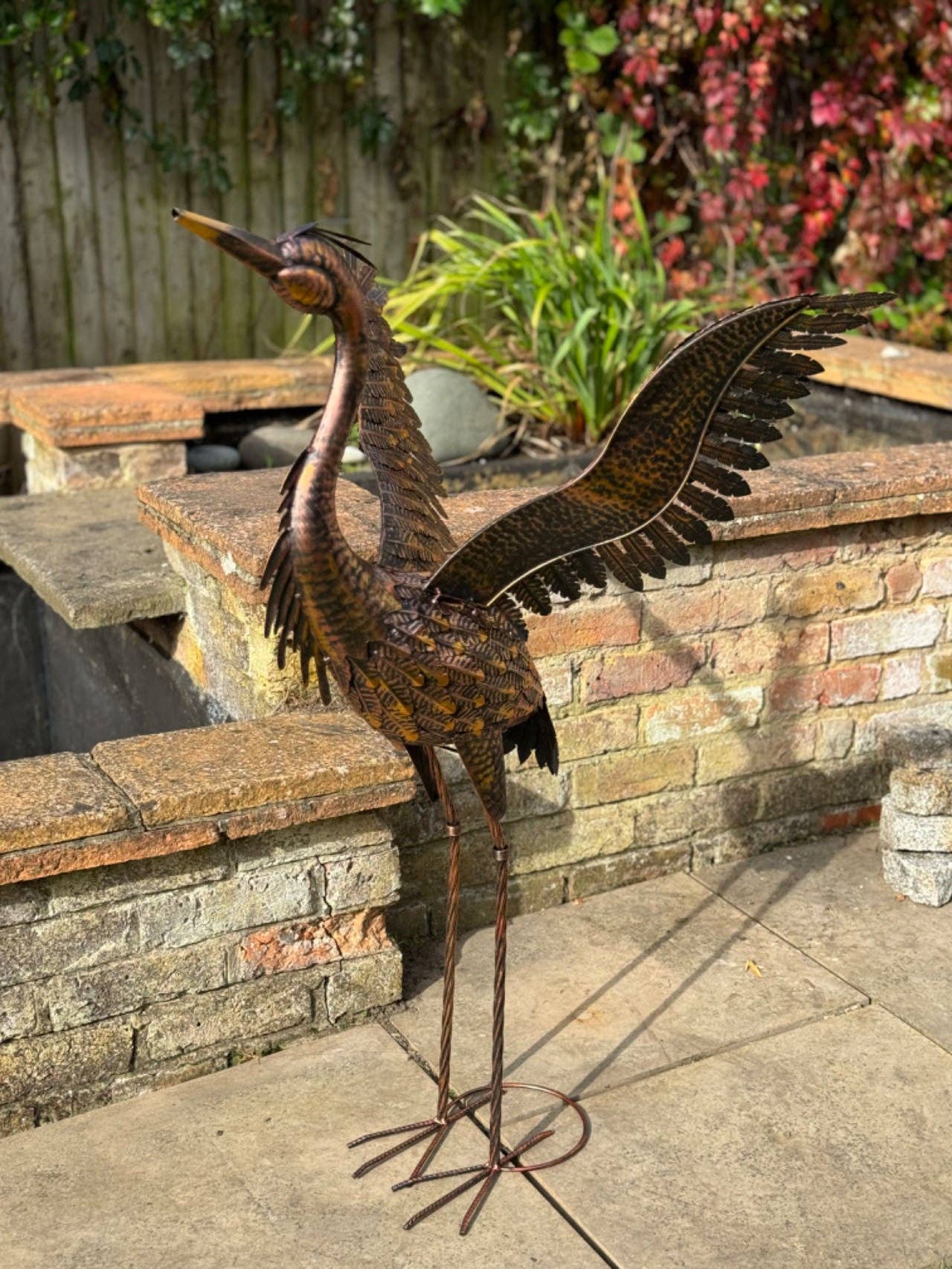 Marissa's Gifts - Wholesale Outdoor Ornament/Decor - Large Bronze with gold brush Heron Dimensions are 79 x 60 x 107cm. | Garden Statue | Bird Yard Art | Outdoor Decor8