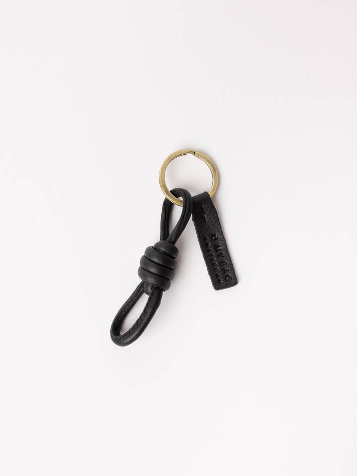 Knotted Keychain - Black Soft Grain Leather for wholesale by O My Bag