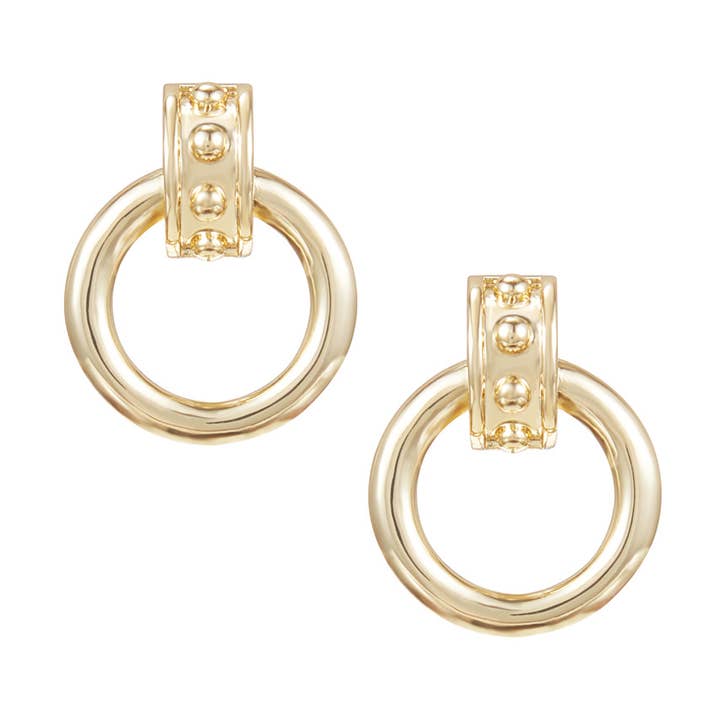 Enchanted Doorknocker Earrings in Gold for wholesale by Natalie Wood Designs