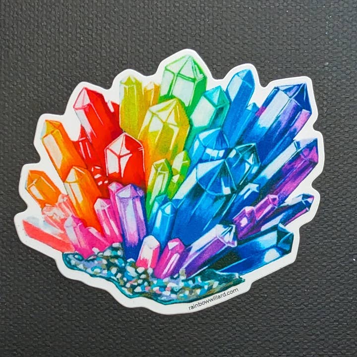 Rainbow Crystal Cluster Vinyl Sticker for wholesale by Rainbow Willard Studio