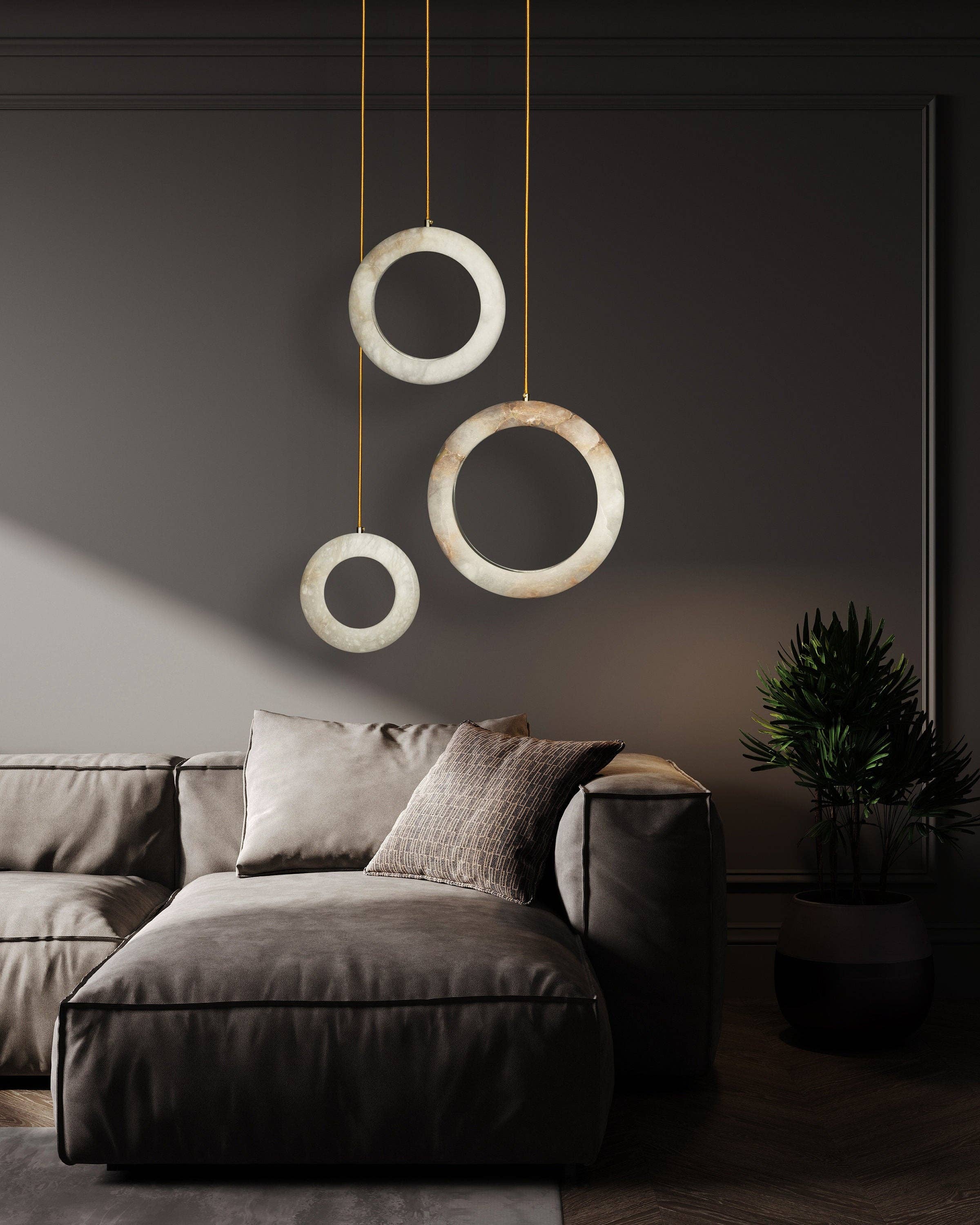 HEKA LIGHTING & TRADING LTD - Wholesale Chandelier/Hanging Light - Handmade Marble Bagel Pendant Lamp, Brass LED Light Chandelier, Housewarming Gift Art Deco Hanging Lighting, Ceiling Lights. MODEL : GAMBA1