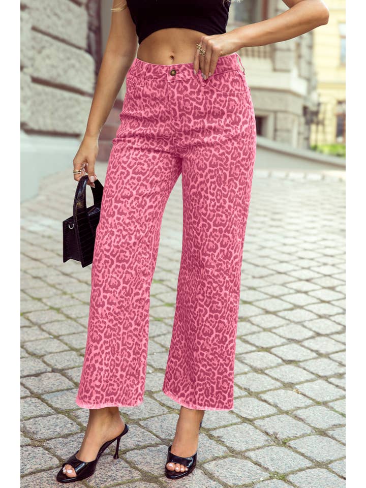 1 the Woman - Vente Jean – femme - Printemps 2026 Jean Léopard à Bords Effilochés, Jambe Large et Taille Haute7