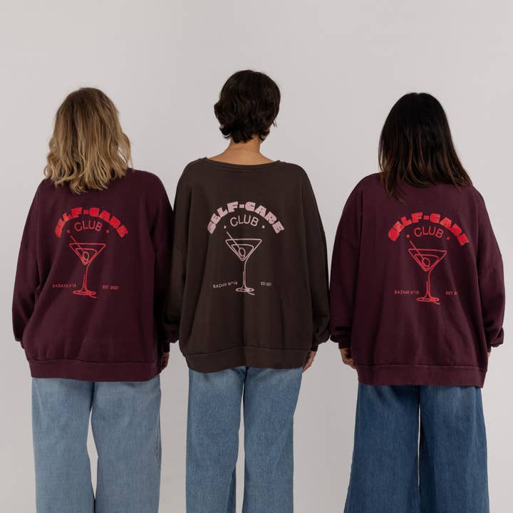 Sweatshirt “Selfcare Club - Braun" für den Großhandel von Bazaar Noir UG
