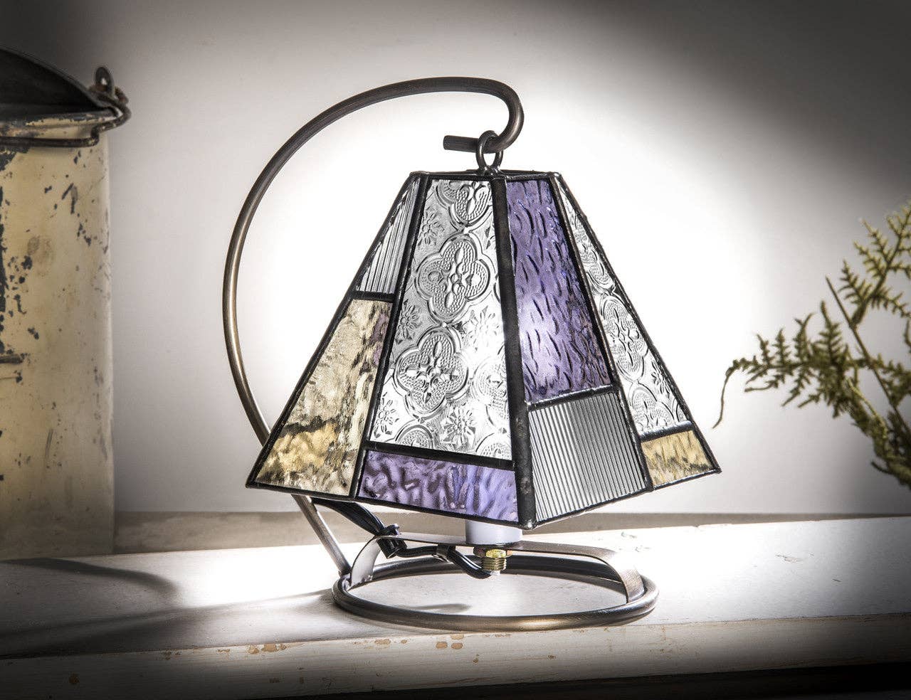 J Devlin Glass Art & Bert Anderson Collection - Wholesale Accent/Desk Lamp - Lam 710-2 Purple,  Pale Green and Clear Textures Mini Lamp1