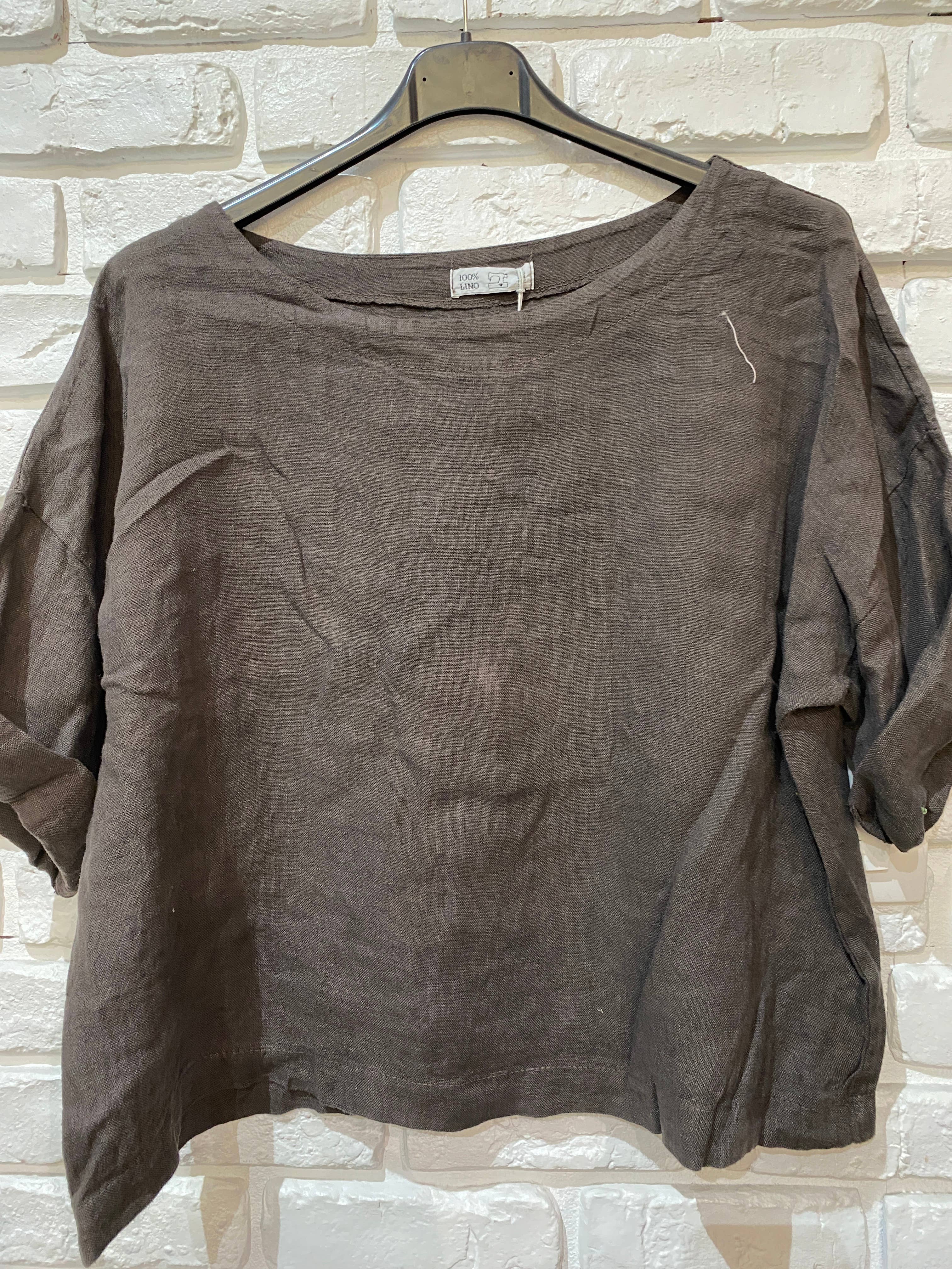 la maison des fibres naturelles - Wholesale Blouse - Women's - Round neck linen top 659005 100% linen43