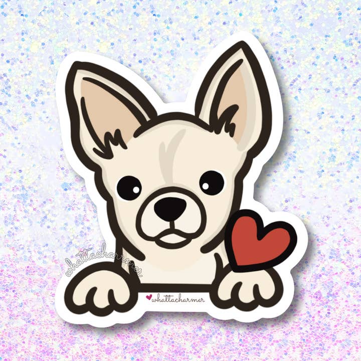 Chihuahua Dog Sticker, White for wholesale by WhattaCharmer