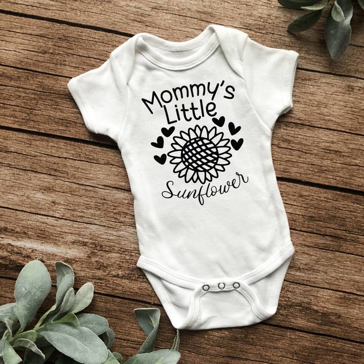 Mama's Little Sunflower Onesie for wholesale by Driftwood Market Wholesale