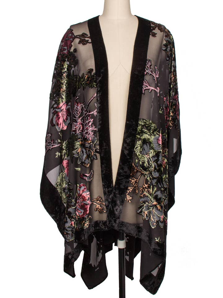 SAACHI – wholesale Kimono – Women's – Black Velvet Burnout Kimono6